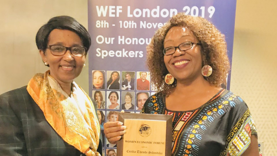 Cecilia (Thembi) Silundika was presented with the Women Economic Forum’s (WEF) ‘Iconic Women Creating a Better World for All’ award 